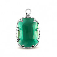 Hanger van Crystal Glass rechthoek 20mm Classic green-silver